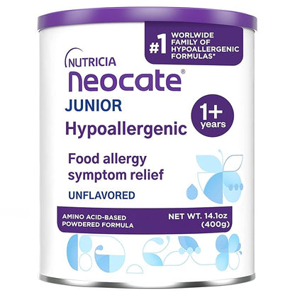 Neocate Junior - 1+ years - Hypoallergenic Toddler Formula for Food Allergy Relief - Nutritionally Complete Dairy Free Formula - Dairy Free Powder - Great Taste - Unflavored - 14.1 oz