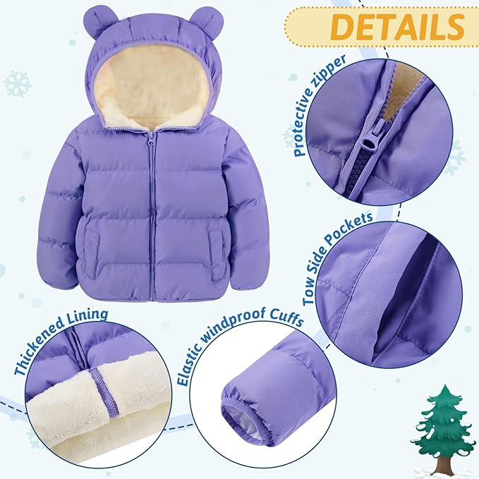 BFUSTYLE Baby Toddler Coat Boys Girls Bear Ear Hooded Puffer Jacket for kids 6M-5T