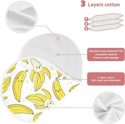 vvfelixl Muslin Burp Cloths Cute Bananas Baby Washcloths for Baby Girl Boys 2 Pack White