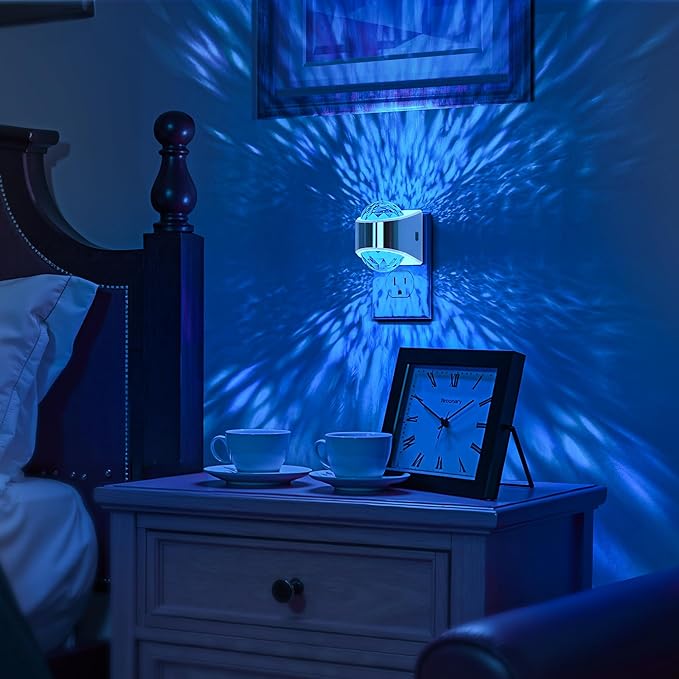 Night Lights Plug into Wall, Star Projector for Bedroom, Silver Night Light Projector for Kids, 9-Color RGB Galaxy Nightlight with Dusk to Dawn Sensor for Bathroom, Home Gaming Room Decor Gifts