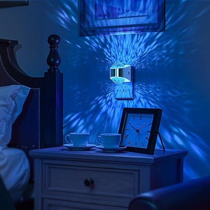 Night Lights Plug into Wall, Star Projector for Bedroom, Silver Night Light Projector for Kids, 9-Color RGB Galaxy Nightlight with Dusk to Dawn Sensor for Bathroom, Home Gaming Room Decor Gifts