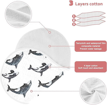 vvfelixl Orca Killer Whale Burp Cloths for Baby Boy Girls Baby Washcloths Burp Rags 1 Pack