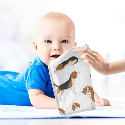 vvfelixl Beagle Puppy Baby Burp Cloths Baby Muslin Washcloths for Boys Girls Cotton Baby Face Towel for Newborn Infants Soft and Absorbent 11.8 X 11.8 in, 5 Pack