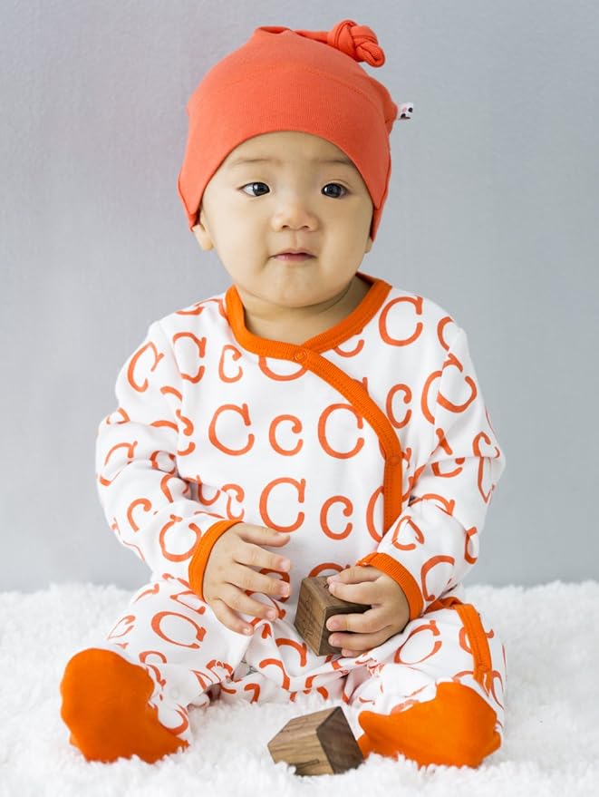 Babysoy Organic Newborn Baby Alphabet Footie Onepiece with Feet (00-03 Months, L)