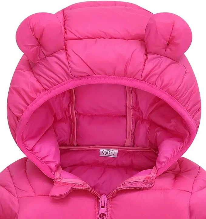 Toddler Winter Coats Puffer Padded Jacket Baby Boys Girls Bear Hoods Down Jacket Light Weight Infant Outerwear