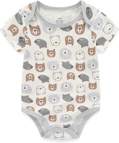 Unisex Baby Cotton Bodysuits 4-pack Short Sleeve Newborn Clothes