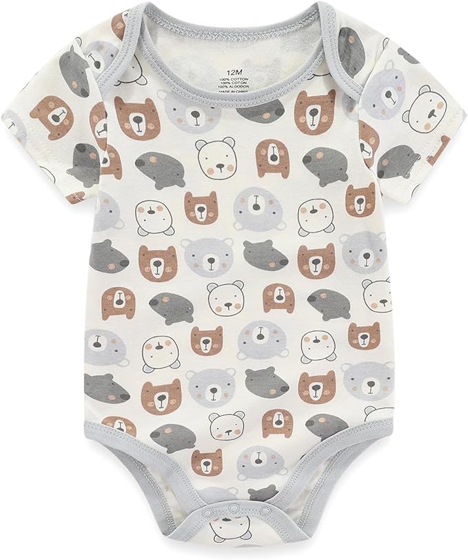 Unisex Baby Cotton Bodysuits 4-pack Short Sleeve Newborn Clothes