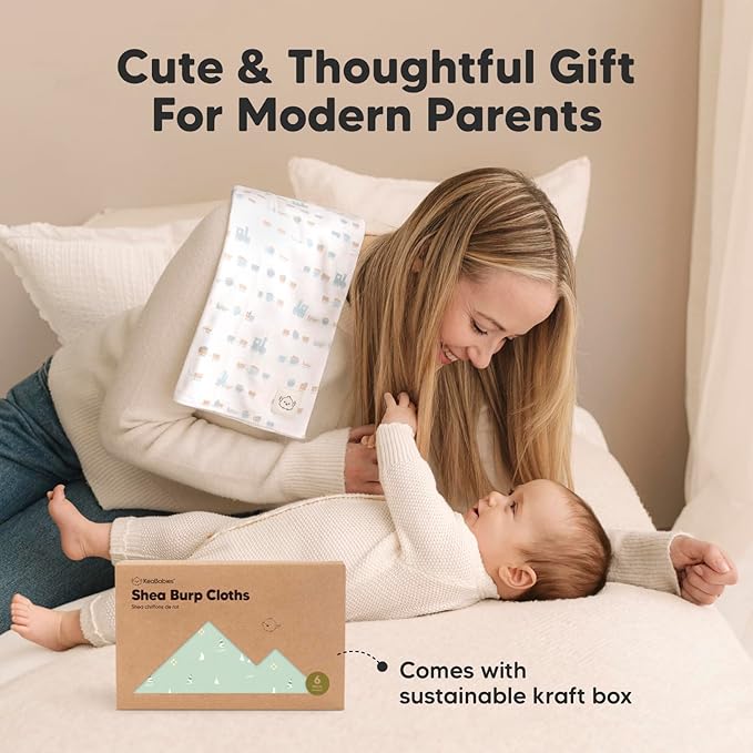 Organic Burp Cloths Baby Boy, Girl - 6-Pack Large Cotton Burping Cloths for Babies, Spit Up Rags, Super Absorbent, Ultra Soft Newborn Rag, Gender Neutral, Machine Washable, Durable (Vessels)