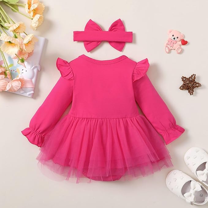 Magic Park 0-18M Infant Bodysuit Tutu Dress Baby Girl Romper Dress Toddler Solid Color Tulle Skirt Baptism Holidays Outfits