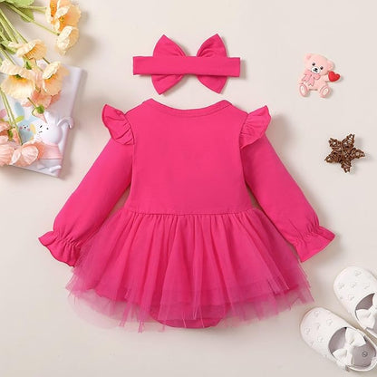 Magic Park 0-18M Infant Bodysuit Tutu Dress Baby Girl Romper Dress Toddler Solid Color Tulle Skirt Baptism Holidays Outfits
