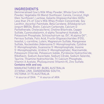 Bubs Essential Infant Formula, with Iron, Cow Milk-Based Powder, for Infants 0-12 Months, Made with Non-GMO Milk, 20 oz