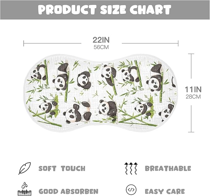 vvfelixl Pandas Bamboo Burp Cloths for Baby Boy Girls Baby Washcloths Burp Rags 1 Pack