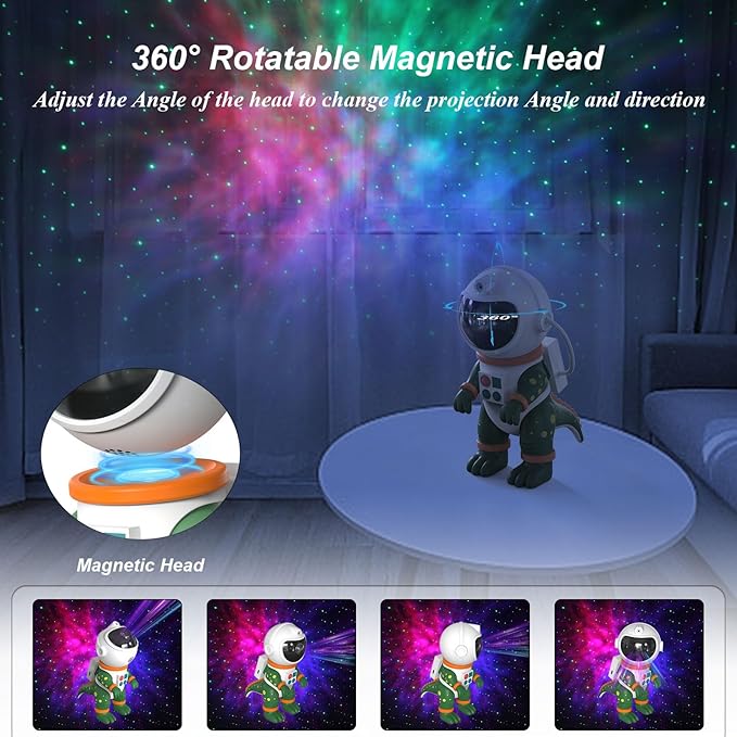 PANAMALAR Dinosaur Star Galaxy Projector, Astronaut Galaxy Light Projector 360 Rotation with Remote Control/Nebula Effect/Timer, Starry Sky Night Light Projector for Kids Bedroom Christmas Party