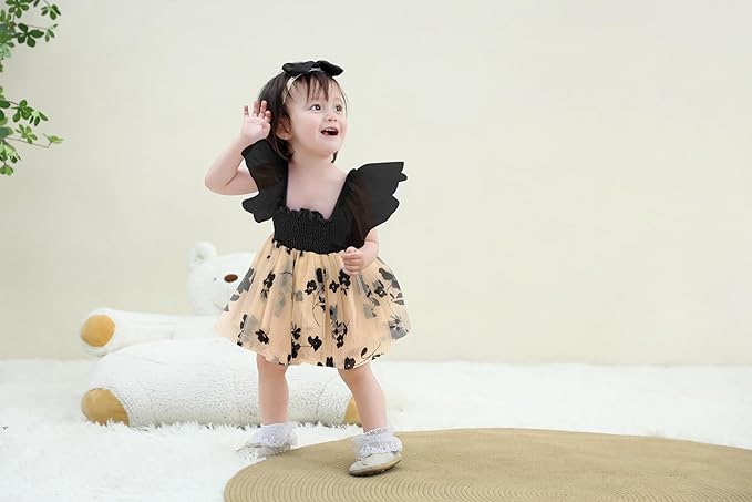 Baby Girl Clothes Infant Tulle Romper Ruffe Sleeveless Bodysuit Baby Girl Outfits Infant Girl Dress 0-18M