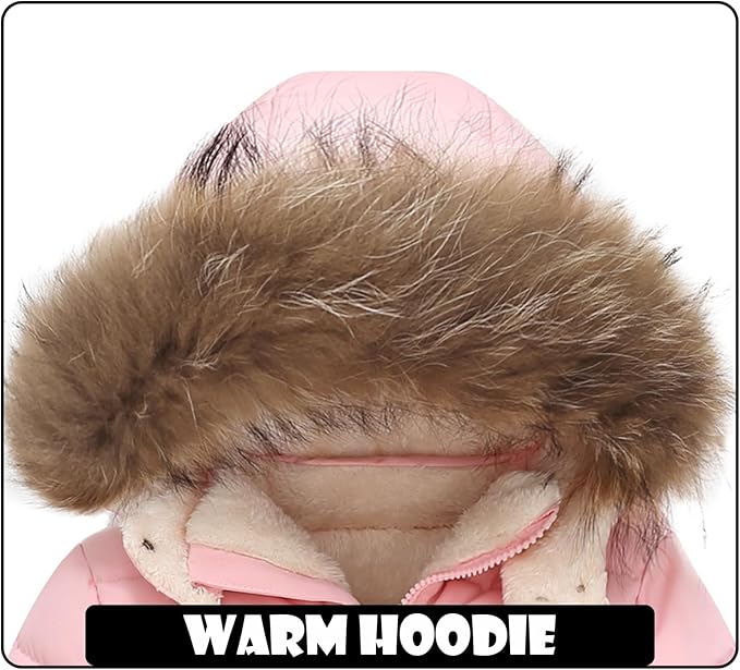 Toddler Winter Coat Baby Jacket Snow Boy Hoodie Puffer Girl Fleece Clothes 1-5T