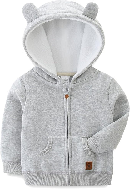 Baby Boy Girl Clothes Zip-Up Hoodies with Sherpa Lining Spring Fall Outerwear Coat