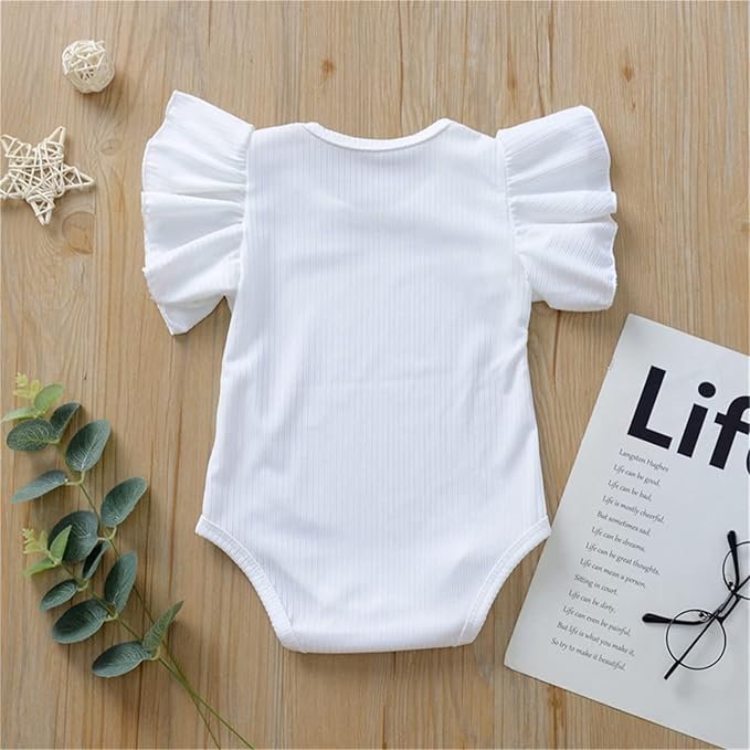 Newborn Infant Baby Girl Solid Ruffle Romper Bodysuit Jumpsuit Casual Clothes One Piece Outfit
