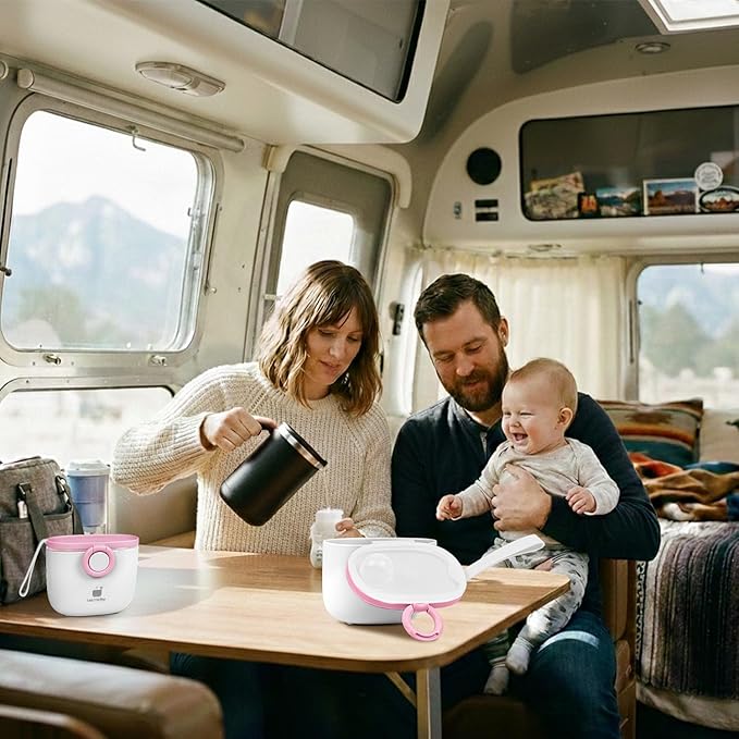 Termichy Baby Formula Dispenser, Portable Milk Powder Dispenser Container with Carry Handle and Scoop for Travel Outdoor Activities with Baby Infant, 8.8OZ, 0.55LB, 250g,500ml (Baby Pink)