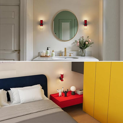 L LOHAS LED Night Light, Night Lights Plug into Wall, 0-100LM Bathroom Night Light, Dusk to Dawn Dimmable Nightlight, Modern Metal Red Nightlight for Bedroom,Mirror Restroom