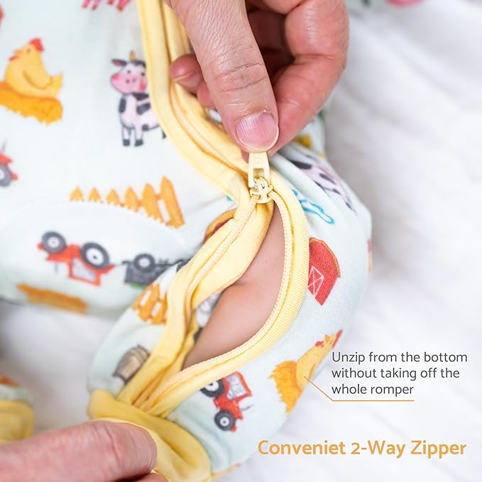 LollyBanks Baby Pajamas, 2-Way Zipper Infant Romper, 95% Viscose Made from Bamboo and 5% Spandex, Baby Sleepers