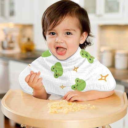Muslin Baby Burp Cloths Set of 1, Soft Absorbent Cute Frog Muslin Washcloths, Bibs, Face Towel for Newborn Boys Girls, 22 x 11 Inch