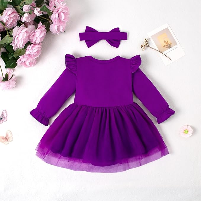 Magic Park 0-18M Infant Bodysuit Tutu Dress Baby Girl Romper Dress Toddler Solid Color Tulle Skirt Baptism Holidays Outfits