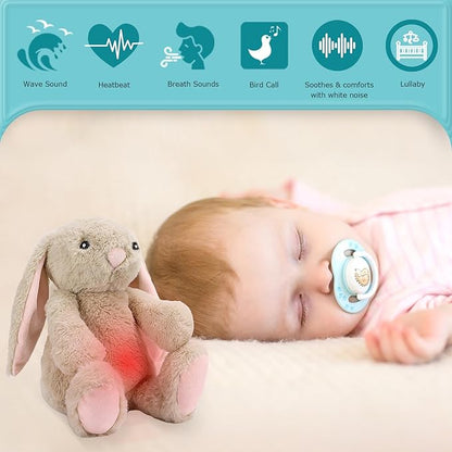 Dearbaby Baby Soother Cry Activated Sensor Toys,Heartbeat Bunny for Babies,Plush Stuffed Animal for Newborn Infants,Baby Toy Vibrating with Mom’s Heartbeat,Baby Shower Gifts for Girls and Boys