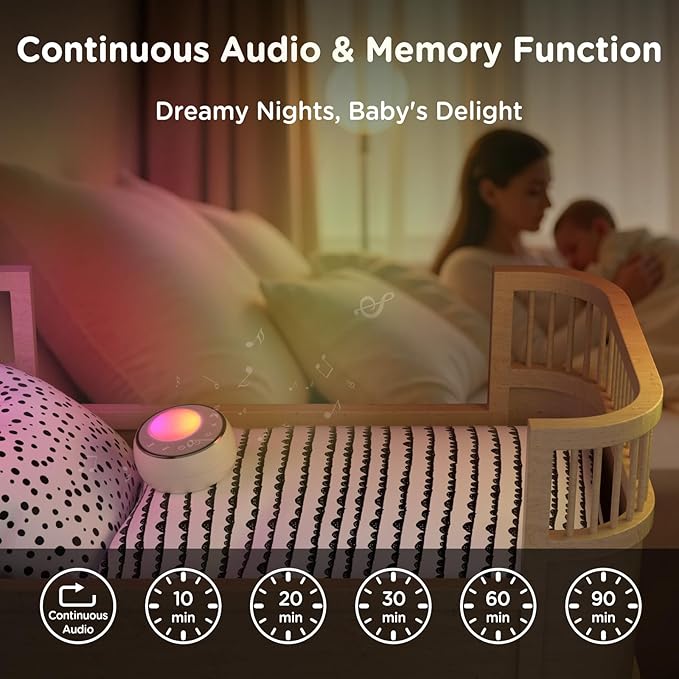 Peakeep White Noise Portable Sound Machine Sleeping Light for Adults Baby, Loud Clear Speaker, 25 Hours Continuous Audio 27 Noise Fan Nature No-looping Sounds, 30 Volume, Battery Operated