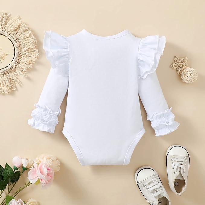 Baby Girl Solid Color Romper Infant Ruffle Sleeve Bodysuit One Piece Outfit Toddler Jumpsuit clothes