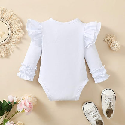 Baby Girl Solid Color Romper Infant Ruffle Sleeve Bodysuit One Piece Outfit Toddler Jumpsuit clothes