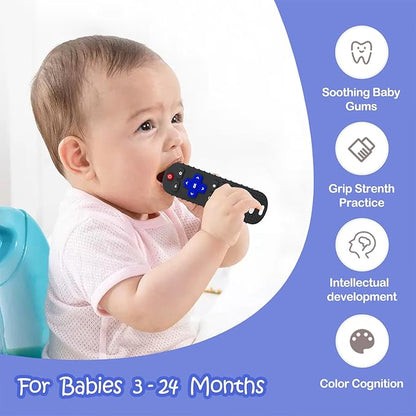 2Pcs Silicone Teething Toys, Remote Control Shape Teethers for Babies Remote Teething Toys, Silicone TV Remote Teether BPA Free/Dishwasher/Refrigerator Safe