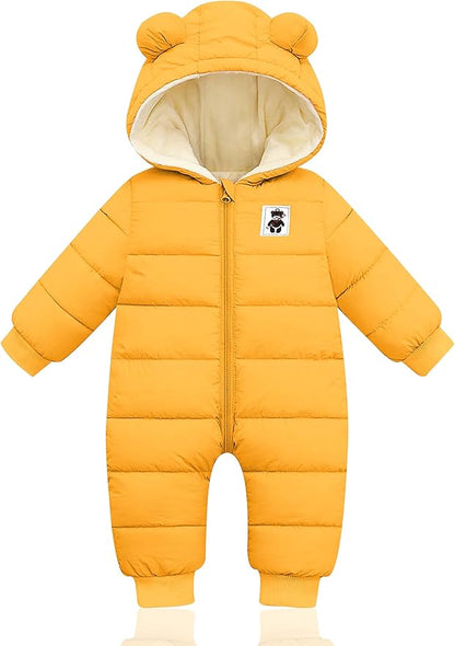 XMWEALTHY Baby Clothes Cute Infant Toddler Snowsuit Warm Newborn Boy Girl Winter Coats Hooded Zip Jumpsuit