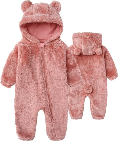 Newborn Baby Jumpsuit Hooded Fleece Rompers Long Sleeve Onesies Outwear Outfits