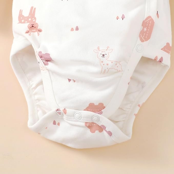 DEFAHN Baby Side Snap Bodysuit Kimono Onsies Newborn Boy Girl 3-Pack 100% Cotton Basic Pattern Kimono Bodysuits