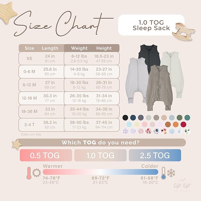 Nyte Nyte Baby - Sleeveless Soft Baby & Toddler Sleeping Sack, Breathable with Adjustable Feet Cuffs & Anti-Slip Grip