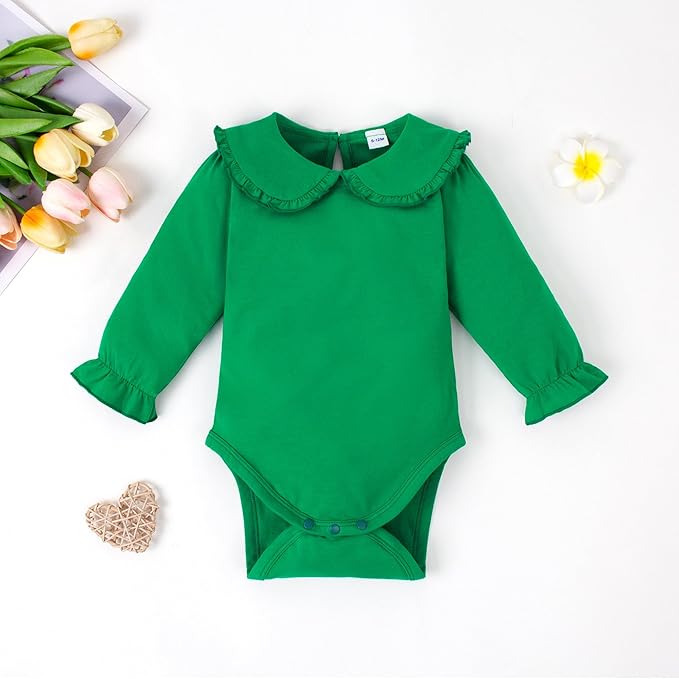 Magic Park 0-24M Infant Girl Peter Pan Collar Romper Baby Long Sleeve Bodysuit Girls Ruffle Jumpsuit Casual Winter Tops