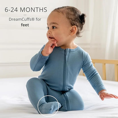 Dreamland Baby Bamboo Viscose Baby Pajamas (0-9 months). Ultra Soft Viscose Sleepers with 2-Way Zipper, Mitten & Foot Cuffs