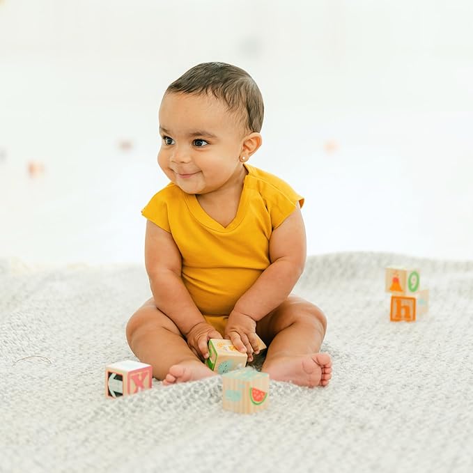 Bottom-Up Baby Bodysuit, Onesie with Top Snaps, As Seen on Shark Tank, 100% GOTS Organic Cotton, Boy/Girl Clothes