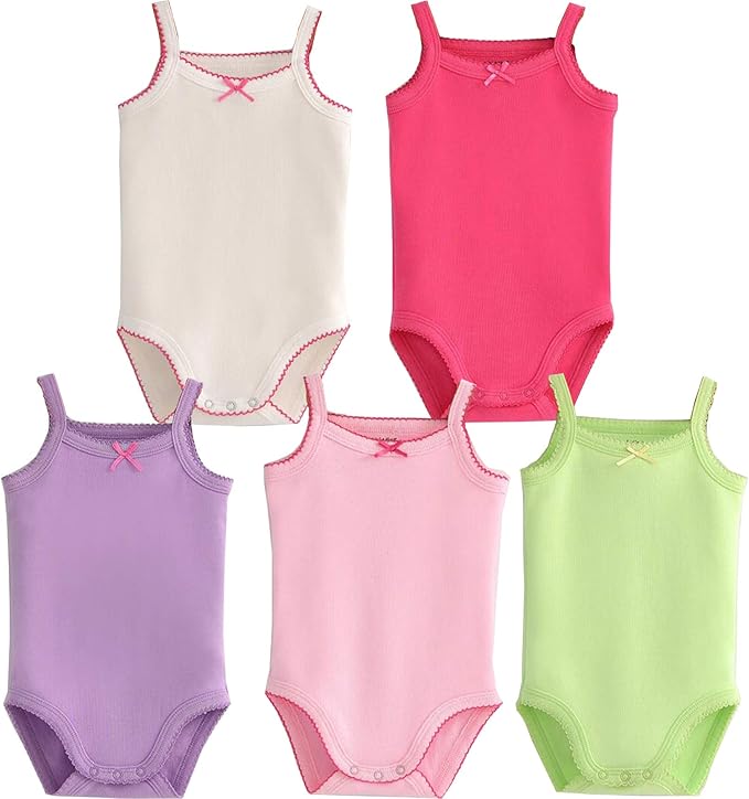 Girls Spaghetti Strap Bodysuit Sleeveless Tank Top Cotton One-Pieces Pack of Summer Baby Clothes Outfit