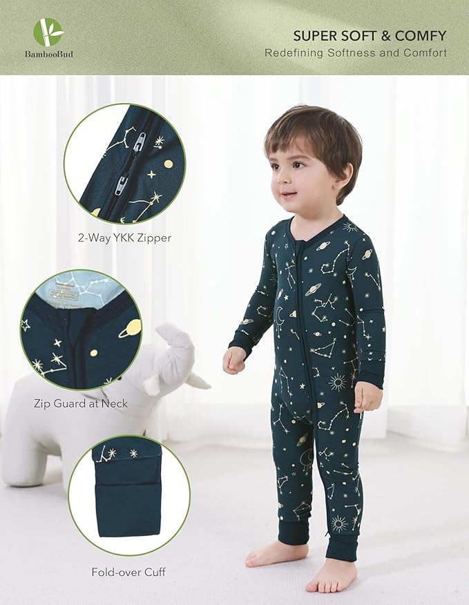 Baby Zippered Rompers Newborn Pajamas Sleepers Long Sleeve Jumpsuits Infant Zipper Romper-Viscose from Bamboo