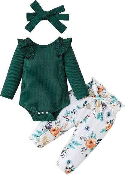 Newborn Baby Girl Clothes Infant Girl Outfits 0 3 6 12 18 Months Clothes for Girls Headband Clothing Set