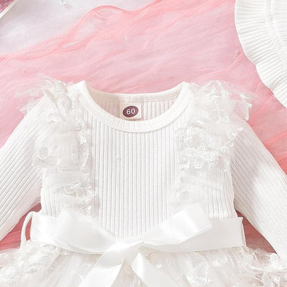 Aalizzwell Infant Newborn Girls Long Sleeve Bodysuit Dress