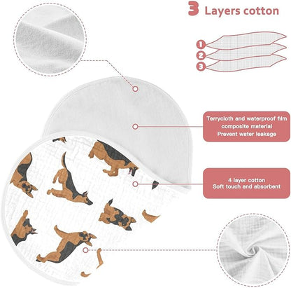 vvfelixl Muslin Burp Cloths German Shepherd Dogs Baby Washcloths for Baby Girl Boys 2 Pack White