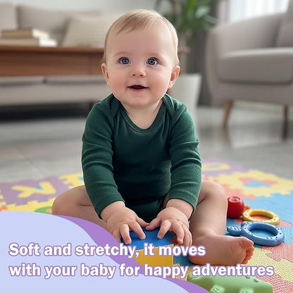 DEFAHN 2-Pack Unisex Baby Bodysuit Super Soft Viscose from Bamboo - Solid Long Sleeve Baby Boys Girls Onsies