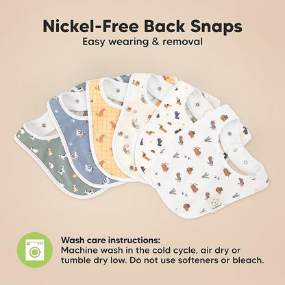 8-Pack Organic Baby Bibs for Boys, Girls - Soft Cotton Drooling and Teething Bibs for Baby Girl & Boy, Extra Absorbent, Easy to Clean & Put On for Toddler, Newborn, Infant 0-24 Months (Fall Spores)