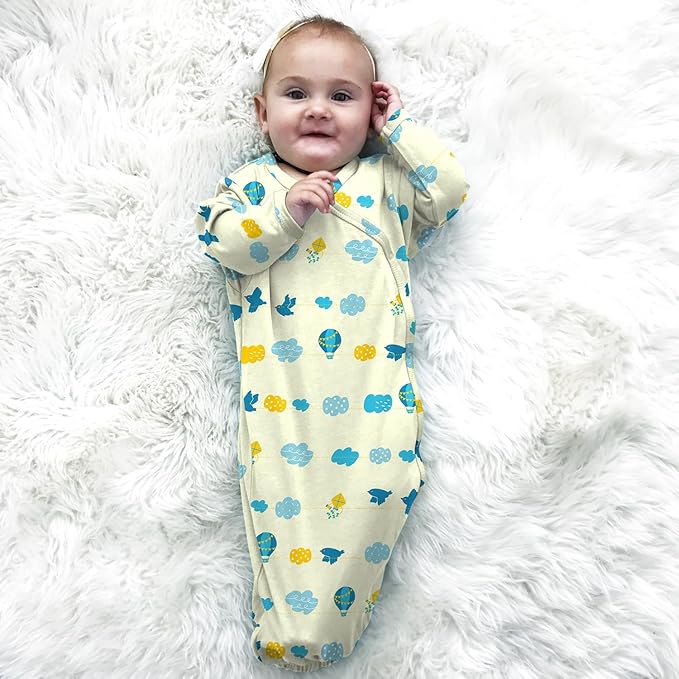 Babysoy Newborn Baby Kimono Wrap Around Snap Sleeper Gown Sack Bundler