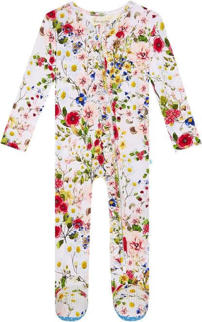 Ruffled Zippered Vintage Pink Rose One Piece