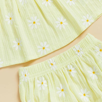 Mubineo Baby Girl Summer Clothes Cute Ruffle Tops Dress Shorts Outfits Set Infant Toddler Shrit Bloomers Princess Outfit