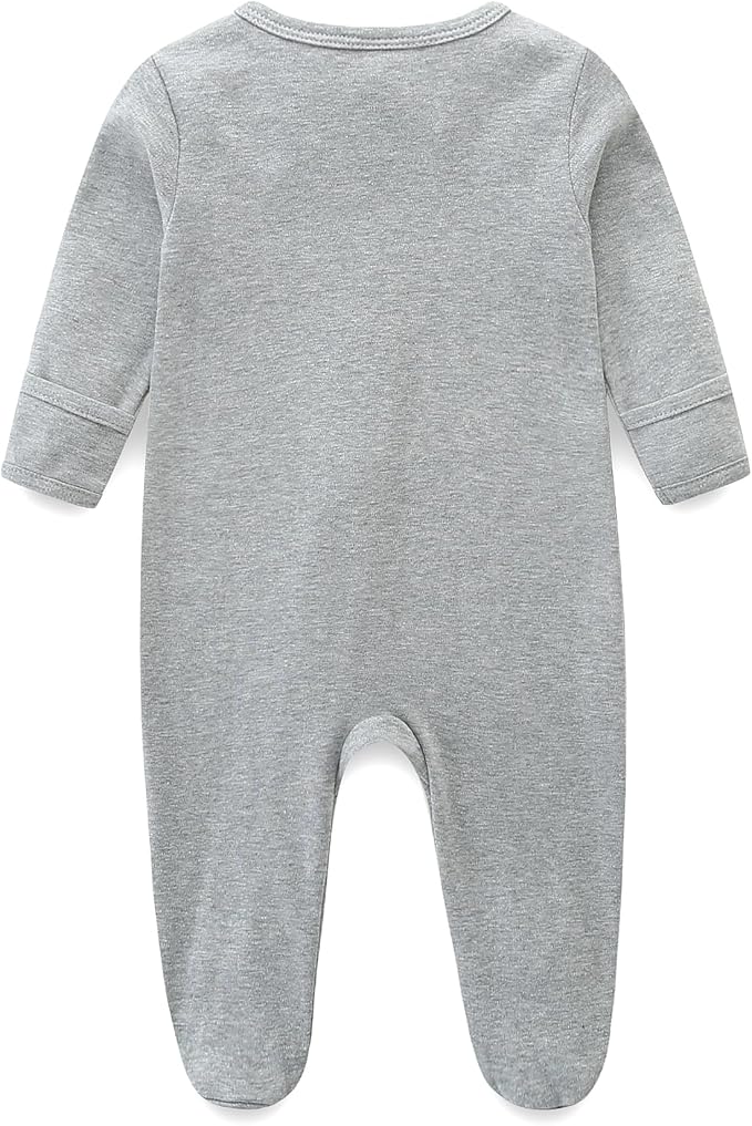 Baby Romper 100% Organic Cotton Pajamas One Piece Long Sleeve Zipper Footie Onesie for 0~12M Baby