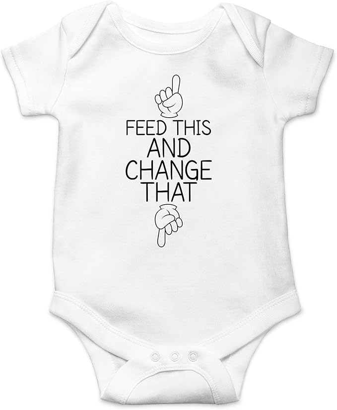 CBTwear Feed This and Change This - Baby Clothes - Funny Newborn Bodysuit Outfits for Boys and Girls